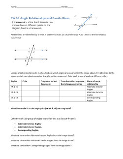 CW 60 -Angle Relationships and Parallel lines