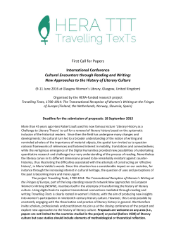 First Call for Papers International Conference Cultural Encounters