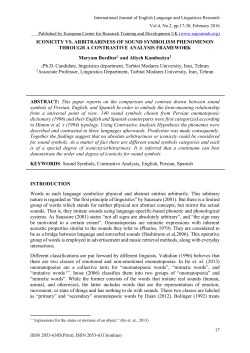 ICONICITY VS. ARBITRARINESS OF SOUND SYMBOLISM