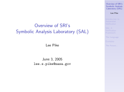 Overview of SRI`s Symbolic Analysis Laboratory (SAL)