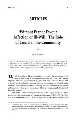 Toohey, John --- "Without Fear or Favour, Affection or Ill