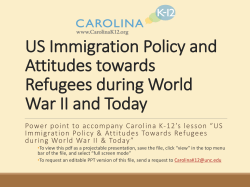 US Immigration Policy and Attitudes towards Refugees during World