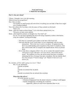 Food and Energy A Multi-Part Investigation Part I: who eats whom