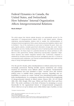 Federal Dynamics in Canada, the United States, and Switzerland