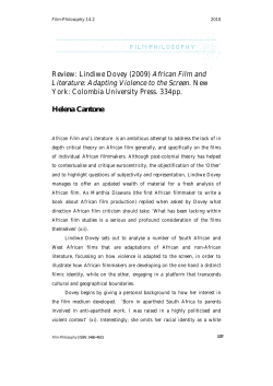 Review: Lindiwe Dovey (2009) African Film and Literature: Adapting