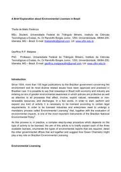 A Brief Explanation about Environmental Licenses in Brazil Tha&iacute;la