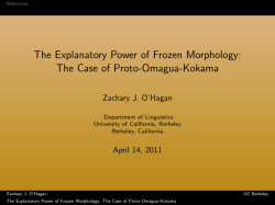 The Explanatory Power of Frozen Morphology: The Case of Proto