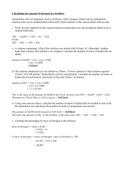 amount of nitrogen in a fertilizer - James Mungall Exeter Chemistry