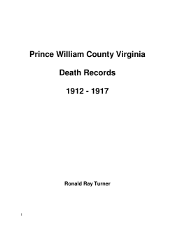 1912 death records - Prince William County Virginia Books by Ron