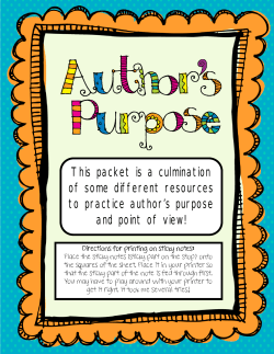 Author`s Purpose - The Syracuse City School District