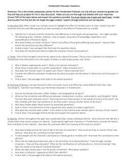 Frankenstein Essay Questions/Discussion/journal topics