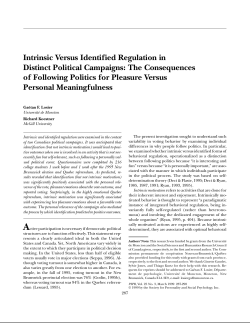 Intrinsic Versus Identified Regulation in Distinct Political Campaigns