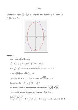 Given that the ellipse Find the value of t. Method 1 xy 1  y 1   Since 1