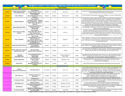 Brighton Center`s Teen Coalition Summer 2016 Activity Resource