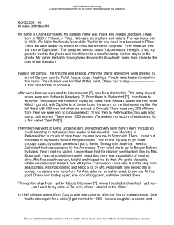 RG-50.266 #01 CHANA BIRNBAUM My name is Chana Birnbaum