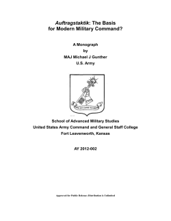 Auftragstaktik: The Basis for Modern Military Command?