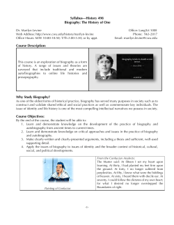 Syllabus&mdash;History 498 Biography: The History of One Course