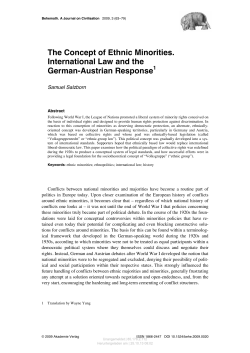 The Concept of Ethnic Minorities. International Law and
