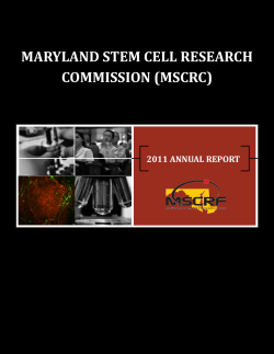 2011 Annual Report - Maryland Stem Cell Research Fund