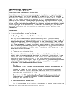 National Multicultural Interpreter Project African American/Black