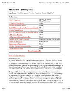 2003 January ASPA News - Association of Specialized and