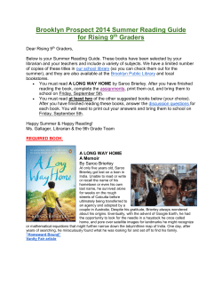 Brooklyn Prospect 2014 Summer Reading Guide for Rising 9th