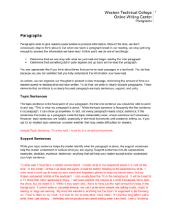 Body Paragraphs - Western Technical College