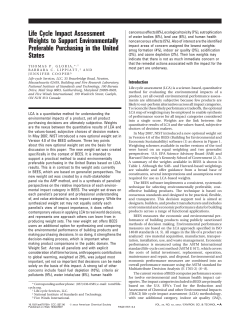 Life Cycle Impact Assessment Weights to Support - CLU-IN