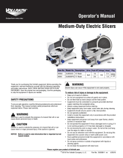 Slicer, Electric, Medium-Duty - Operator`s Manual
