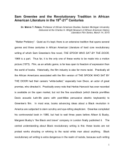 Sam Greenlee and the Revolutionary Tradition in African American