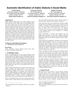 Automatic Identification of Arabic Dialects in Social Media