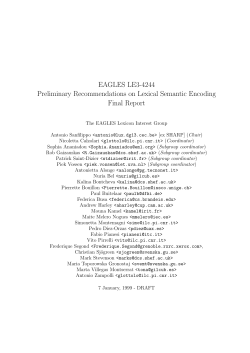 EAGLES LE3-4244 Preliminary Recommendations on Lexical