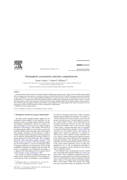 Hemispheric asymmetries and joke comprehension