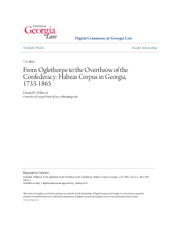 Habeas Corpus in Georgia, 1733-1865