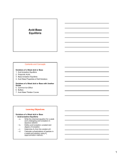 Acid-Base Equilibria - Bakersfield College