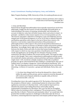 Irony`s Commitment: Reading Contingency, Irony, and Solidarity