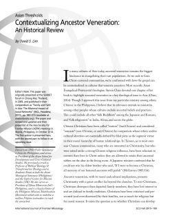 Contextualizing Ancestor Veneration