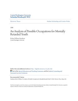An Analysis of Possible Occupations for Mentally Retarded Youth