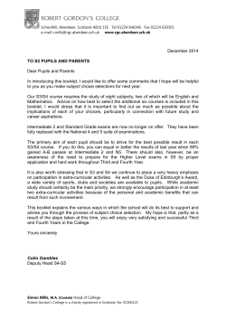 December 2014 TO S2 PUPILS AND PARENTS Dear Pupils and