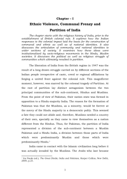 Ethnic Violence, Communal Frenzy and Partition of India