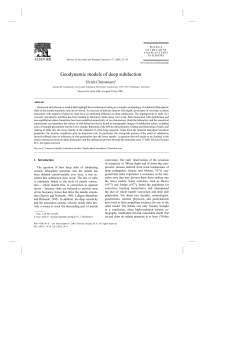 Geodynamic models of deep subduction