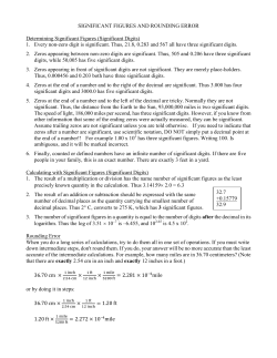 SIGNIFICANT FIGURES AND ROUNDING ERROR Determining