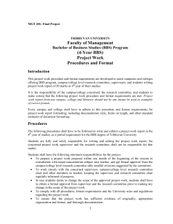 Faculty of Management (4-Year BBS) Project Work Procedures and
