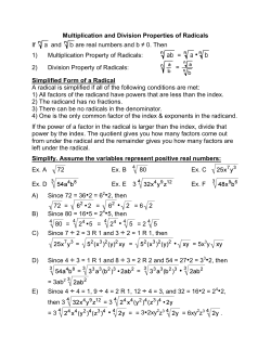 3)Multiplication and Division Properties of Radicals