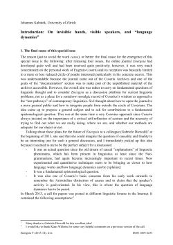 Introduction: On invisible hands, visible speakers, and &ldquo;language