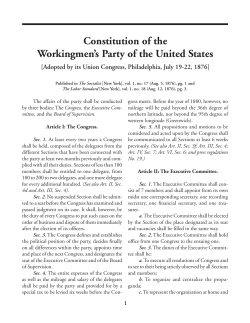 Constitution of the Workingmen`s Party of the United States: Adopted