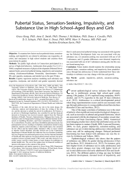 Pubertal Status, Sensation-Seeking, Impulsivity, and Substance Use