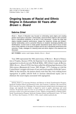 Ongoing Issues of Racial and Ethnic Stigma in Education 50 Years