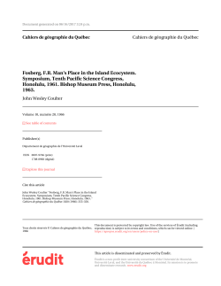 Fosberg, FR Man`s Place in the Island Ecocystem