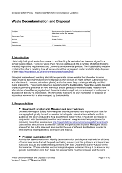 Biological Waste Decontamination and Disposal Guidance